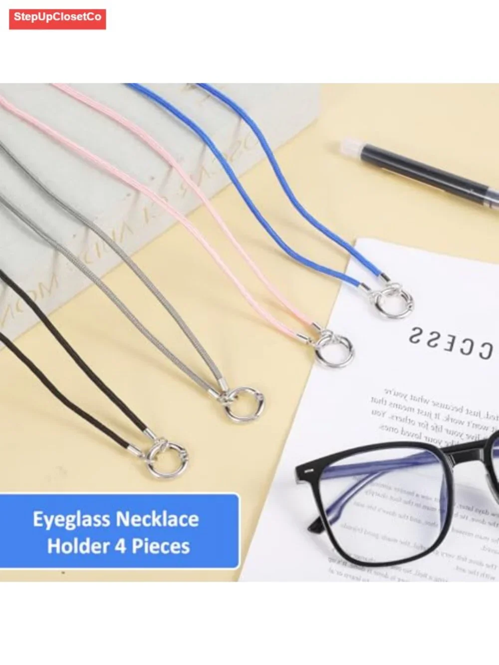 Adjustable Eyeglass Strap Chain with Loop Ring for Reading Sunglasses, Glasses